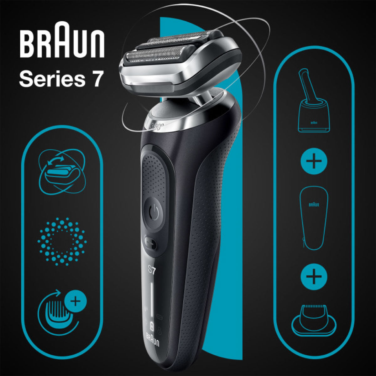 Braun električni brivnik serije 7 71-N7200cc SmartCare za mokro in suho britje