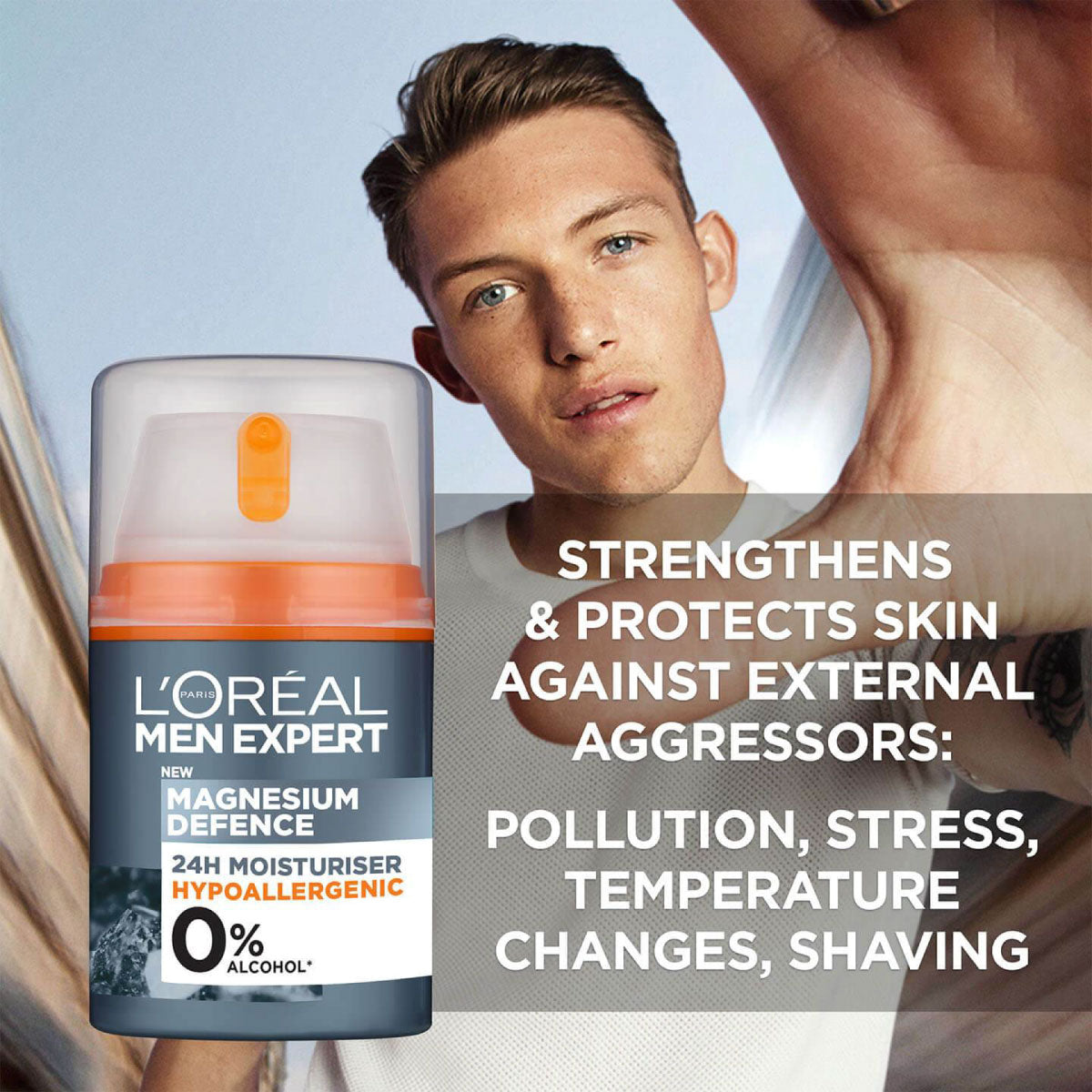 L'Oréal Men Expert Magnesium defense krema s hialuronsko kislino za občutljivo kožo 50 ml