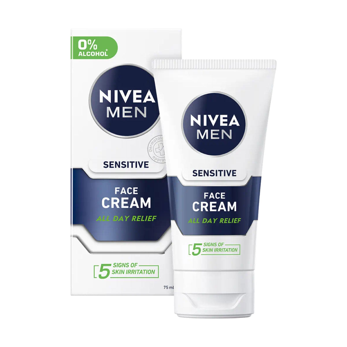 Nivea Men Sensitive dnevna krema za občutljivo kožo z 0% alkohola 75 ml